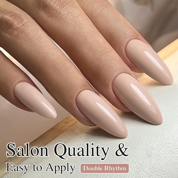 Double Rhythm 15ML Gel Nail Polish Pure Sheer Same Color Same Bottle Soak Off Gel Polish Art Manicure Salon DIY at Home for Women (Nude-A1333)