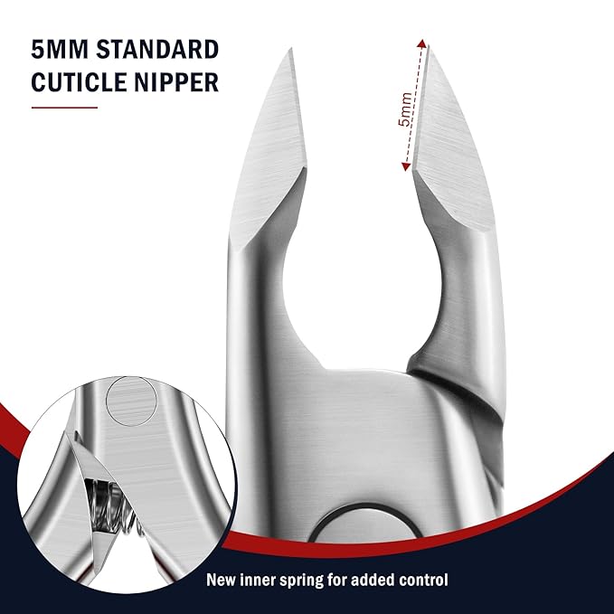FVION Cuticle Trimmer – Professional Cuticle Nippers, Rubber Coated Handle Manicure Tools – Stainless Steel Cuticle Cutter for Nails (5mm), Red