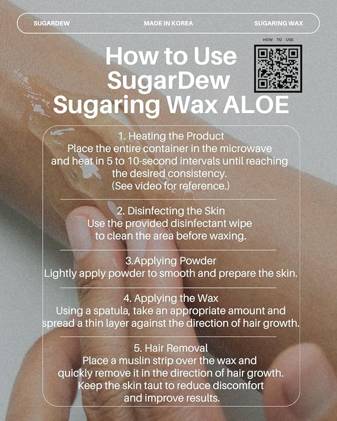 SugarDew Premium DIY Sugar Wax Kit with Aloe | Hair Removal for Legs, Arms, Face & Body | Made in Korea | 10.58oz All-in-One Set