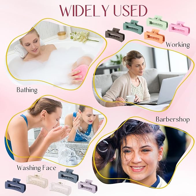 XunYee 100 Pcs Hair Claw Clips Bulk Large Square Jaw Headwear Clips Set for Women Nonslip Rectangle Hair Accessories Clip for Girl Women Gifts Beauty(4.1'',Mixing Colors)