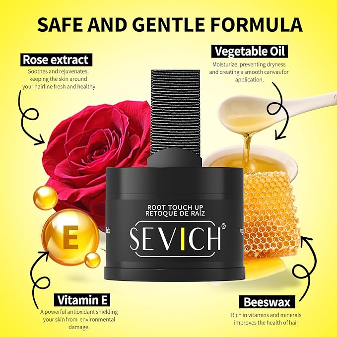 SEVICH Magnetic Hairline Powder with Brush | Refillable Root Touch Up for Sparse Hairlines & Gray Coverage | Waterproof, Sweat-Proof & Smudge-Proof | Natural & Invisible Hair Concealer (Light Brown)