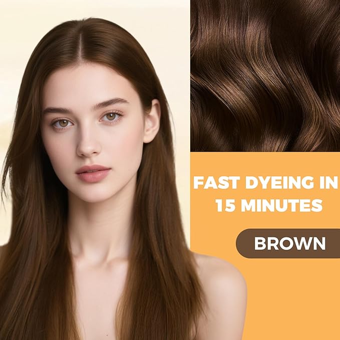 Brown Hair Dye Shampoo 3 in 1 for Gray Hair Coverage, Hair Color Shampoo for Women Men, Herbal Ingredients Shampoo Para Pintar el Cabello (16.9 Oz)