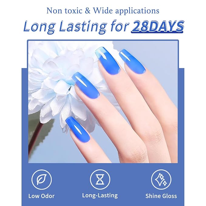 JR 9 PCS 0.5oz Nail Gel Polish Set Same Color Same bottle Ocean Blue Gel Nail Set UV LED Soak Off Polish Set Home DIY Gift Blue Set