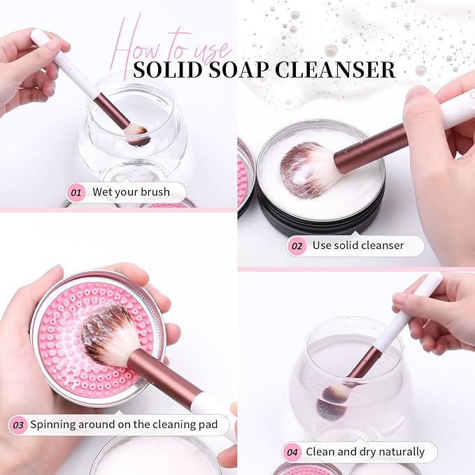 DUcare Makeup Brush Cleaner Makeup Brushes Solid Soap Cleanser with Color Removal Sponge Brush Cleaning Mat, Silicone Makeup Cleaning Cosmetic Cleaner Blenders Shampoo Removes Shadow Color