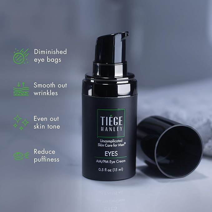 Tiege Hanley Eye Cream for Men, Morning and Night Under Eye Cream With Hyaluronic Acid and Vitamin B3, Helps Reduce the Look of Dark Circles and Puffiness, Anti Aging Men’s Skin Care, 0.5 Oz