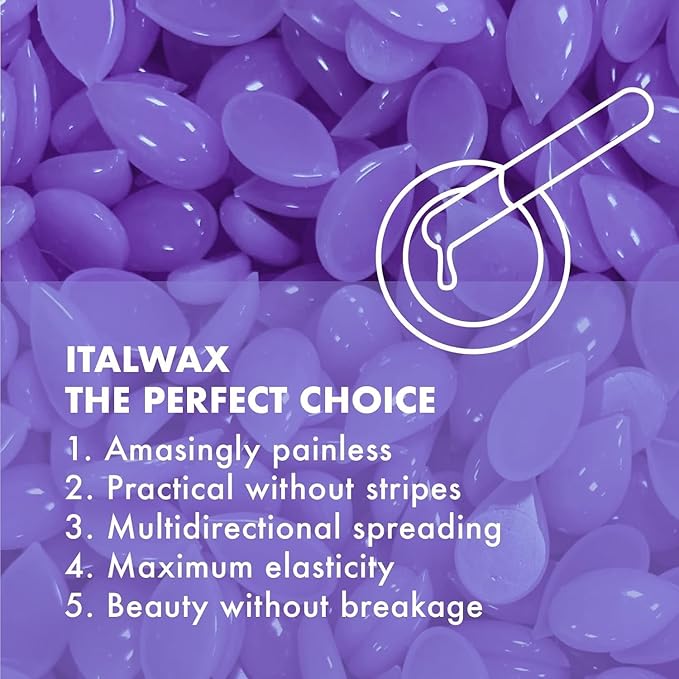 Italwax Orchid Jelly Wax 1.65 lb (750g) – Transparent Fast-Setting Violet Gel with Strong Grip and floral fragrance, Ideal for Bikini & Underarms, Highly Elastic and Easy to Control – Made in Italy