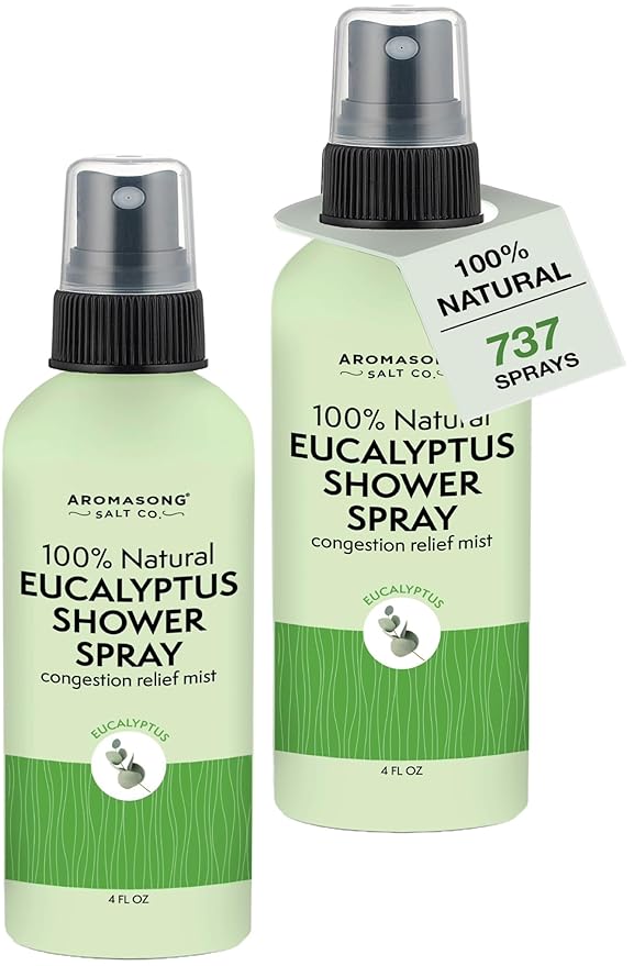 Aromasong Eucalyptus Shower Spray Aromatherapy, 100% Natural Eucalyptus Spray for Shower – Made in USA, Pure Essential Oil Mist for Sinus Relief & Spa-Like Steam, 4 fl oz | 2-Pack |