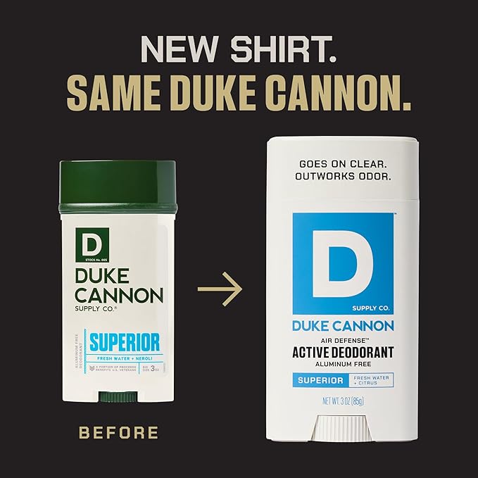 Duke Cannon Aluminum-Free Deodorant for Men - Air Defense, Fresh Water + Citrus, 3 oz – Long-Lasting, Clear Glide, Skin-Soothing Formula (Superior)