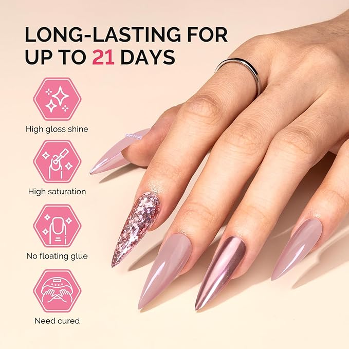 MelodySusie Fleurwee Plant Based Gel Nail Polish, Nail Polish Hema Free 21 Non Toxic Long Lasting No Chip Finger Toe Nail Art Manicure Salon DIY at Home Gifts for Women Dried Rose Nude P57