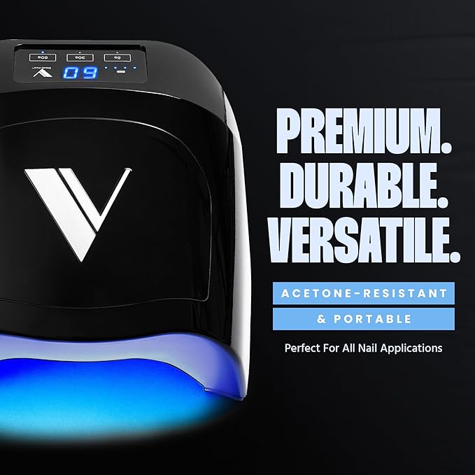 V Beauty Pure Cordless UV Nail Lamp (Black) - 36W Portable UV Light for Gel Nails with Multiple Timer Settings - LED Curing Light Nail Polish Dryer for Professional Nail Art, Salon & Home DIY