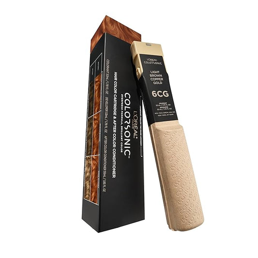 L'Oreal Paris Colorsonic Permanent Hair Dye Cartridge, Vibrant Hair Color for Root Touch Up, Gray Coverage or All Over Color in just 5 Minutes, 6CG Light Copper Brown (Coloring Device Sold Separately)