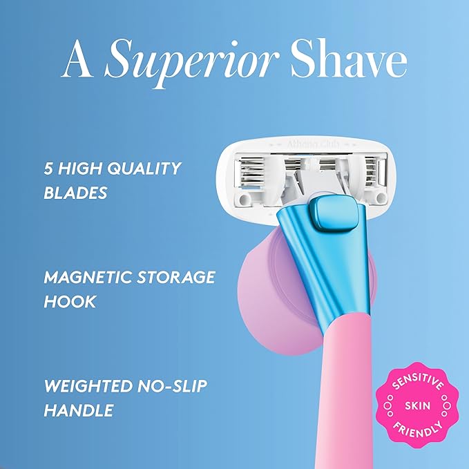Athena Club Women's Razor Shave Kit, 1 Pool Party Razor Handle + 6 Blade Refills