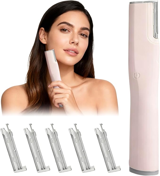 Electric Dermaplane Razor for Women Face – 2-Speed Sonic Hair Removal Tool, USB-C Rechargeable Razors for Women, Safe Anti Peach Fuzz & Dead Skin Remover with 5 Replaceable Heads