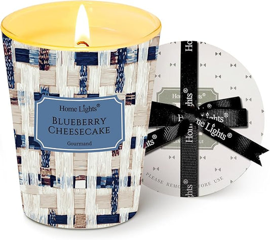 HomeLights Scented Candles for Women & Men, 6.7oz Candle Jars Aromatherapy Single Wick Candle, Ideal for Rustic Modern Home Decor and Gifts, Blueberry Cheesecake