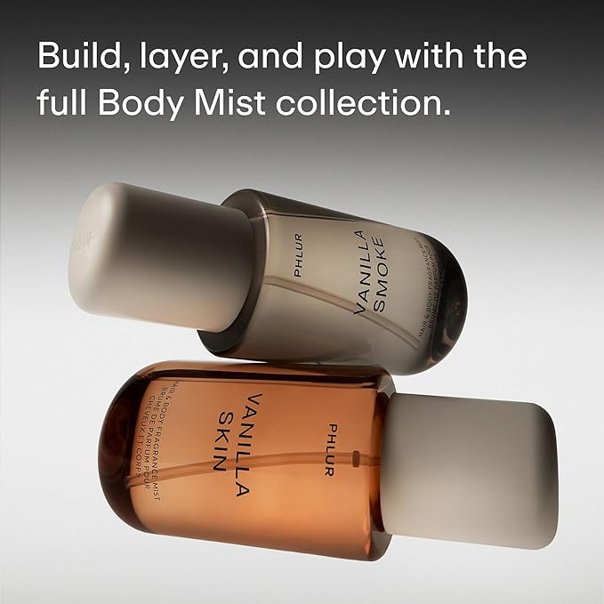 PHLUR Vanilla Smoke Body Mist - Hair and Body Fragrance Mist - Cashmere Vanilla Body Spray with Pink Pepper, Bergamot, Tonka Bean & Incense (8 Fl Oz)