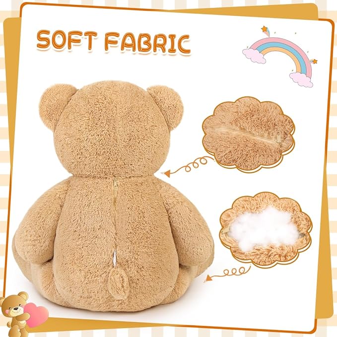 Giant Teddy Bear 55" Stuffed Animals Plush Toy, Cute Life Size Big Soft Bear for Boy Girl Birthday Valentine Mother's Day, 7 LBs, 140 CM, Lihgt Brown