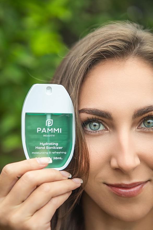 PAMMI Power Mist Hydrating Hand Sanitizer Spray, Portable Travel Size Pocket Hand Sanitizer, Scented Handsanitizer Mini Spray For Car - 600 Sprays (2 Packs (Aloevera, Lavender))