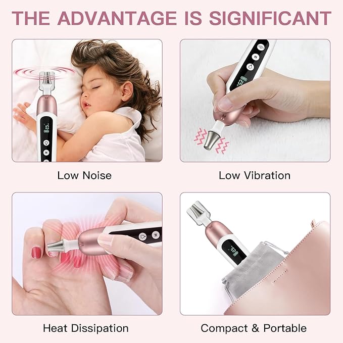 2 Pack 9-in-1 Digital Display Nail Grinder with 100 Sanding Bands - Adjustable Speed Electric Manicure Tool for Acrylic Nails, Callus Removal & Gel Polish - Professional Home Pedicure Kit