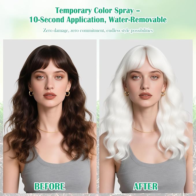 Christmas White Hair Spray Color Temporary Hair Color Spray for Kids Women Men, Washable Temporary White Hair Dye Paint, Hair Color Wax for Halloween Cosplay Festival Party Costume Makeup DIY, 4.06 oz