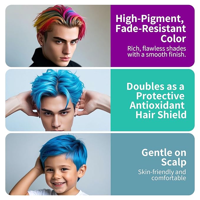 Temporary Hair Styling Color Wax, Green Blue Purple Red Hair Dye Color Wax Washable Natural Instant Hair Coloring Cream for DIY Hairstyle for Kids Men Women(Clear Medium hardness)