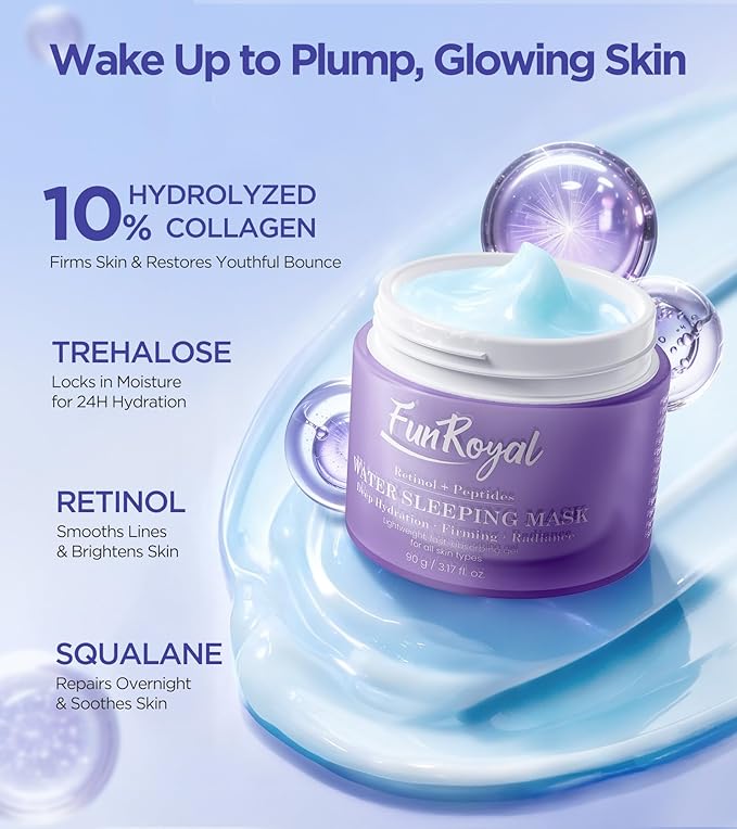 Glow-Boosting Face Masks Skincare Set – Deep Detox Clay Mask for Clear Pores, Blackheads and Excess Oil, Hydrating Overnight Face Mask with 10% Hydrolyzed Collagen – Spa-Like Facial Skin Care at Home