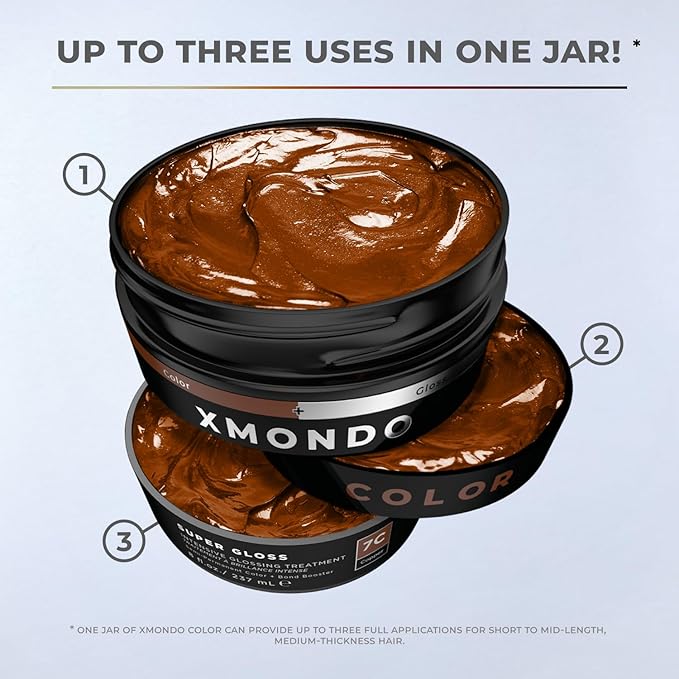 XMONDO Color Copper Color Depositing Mask & Semi-Permanent Hair Dye Super Gloss Infused with Bond Boosters for Nourishment, Revitalize & Repair, Vegan Formula, 8 Fl Oz