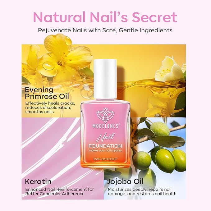modelones Nail Strengthener Jelly Purple Pink Nail Repair for Damaged Nails Strengthening Polish 15ml Nail Growth and Strengthener Natural Concealer Foundation Nail Care Gifts for Women