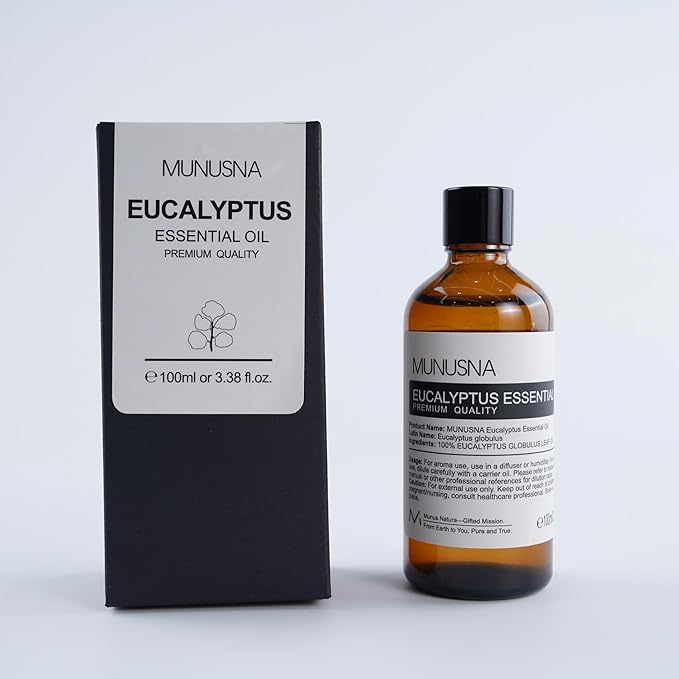 Eucalyptus Essential Oil, Premium Grade Pure Eucalyptus Oils 100ML, 100% Natural Aromatherapy Essential Oil for Shower, Hair, Skin, Diffuser, Massage, Candle, Soap, Bath Bombs Making