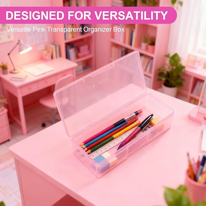 Plastic Nail Storage Manicure Tool Box, 4PCS Storage Personal Box Nail Implement Storage Box Organizer Case Box for Nail Art Pedicure Supply (Pink-4pcs, Large)