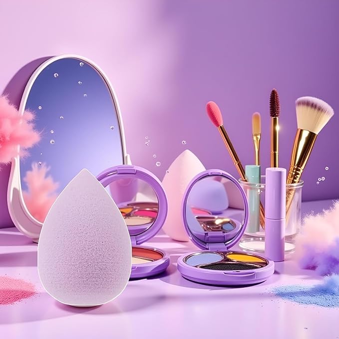 12 PCS Mini Makeup Sponge Small Beauty Sponge Blender Set for Foundation, Powder, Concealer Highlight,and Eye Shadow, Purple