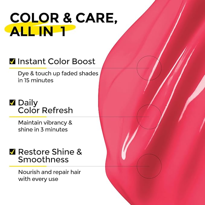 Semi Permanent Hair Color - 6 oz Color Depositing Conditioner with Shea Butter & Almond Oil- Color Conditioner Depositing Hair Mask - Vegan, Paraben, Ammonia & Sulfate Free -Pink