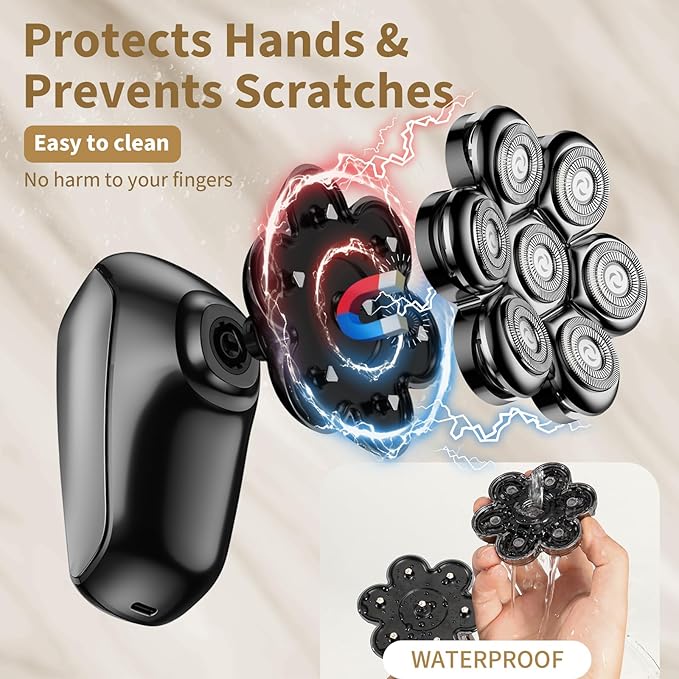 SHPAVVER Head Shavers for Bald Men: 5-in-1 Electric Razor - IPX7 Waterproof Shaving Grooming Kit for Balder - Turbo Speed & Precision Blades (Gray Black)