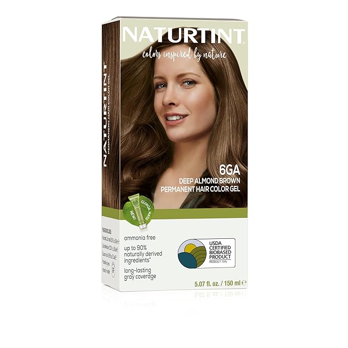 Naturtint 6GA Deep Almond Brown Permanent Hair Color (Pack of 1), Ammonia Free, Vegan, Cruelty Free, up to 100% Gray Coverage, Long Lasting Results (Packaging may vary)