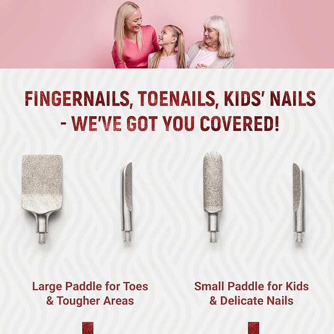 Nail Care & Cuticle Remover Tool with Interchangeable Attachments, At Home or Travel Ready, Gentle Cuticle & Hangnail Grooming for Finger Nails & Toe Nails