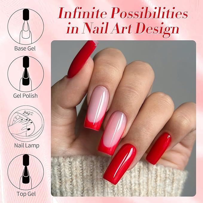 Born Pretty Red Gel Nail Polish Valentine's Day Gift Red Heart Color Gel Polish Nail Art Design Manicure Salon DIY Home 15ml