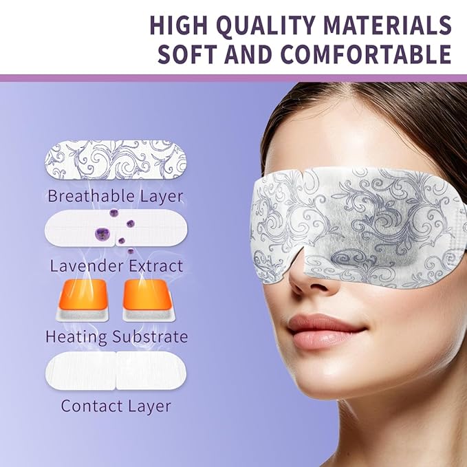 20 Pack Steam Eye Masks, Heated Eye Disposable Mask for Sleep Dry Eyes Dark Circles Treatment, Home Spa Relaxing Trip Gifts for Women Men
