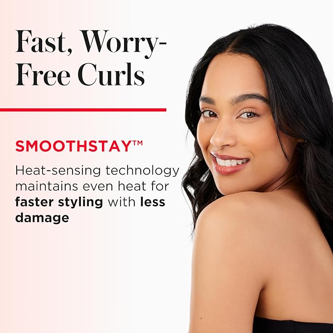 REVLON SmoothStay Coconut Oil Infused Hair Curling Iron - Barrel Curling Iron 1 ½ Inch for Loose Curls, Shinier, Visibly Smoother Hair (1 ½ in)