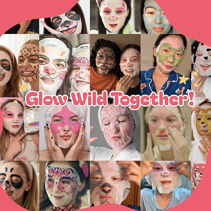 Epielle Character Face Mask Fuzzy Friends 6 Pack, Fun & Effective Korean Skin Care, Spa Party Favors, Stocking Stuffers, Birthday Gifts for Women, Thanksgiving Essentials