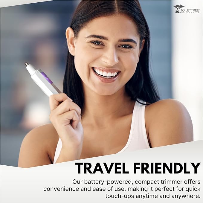 ToiletTree Products Nose Hair Trimmer for Women with LED Light - with Stainless Steel Blades, Water Resistance - Ear Nasal Hair Cutter/Removal