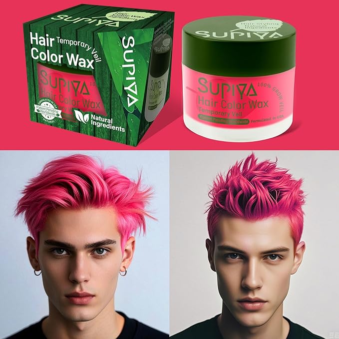 Temporary Hair Styling Color Wax, Green Blue Purple Red Hair Dye Color Wax Washable Natural Instant Hair Coloring Cream for DIY Hairstyle for Kids Men Women(Red#95)