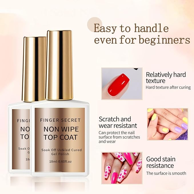 18ml/0.60floz Golden Shiny & Glass-Like No Wipe Gel Top Coat - Quick Dry Clear Nail Polish with High Gloss Finish, Essential Nail Supplies for DIY Salon-Quality Nails at Home.