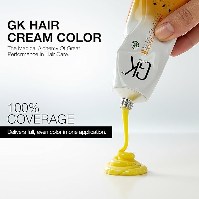 Global Keratin GK HAIR Professional Hair Color Cream Tube 3.4 Fl Oz Nourishing & Cleansing Colors for Styling High Performance Long Lasting Permanent Natural Toner Dye, Naturals - 8 Light Blonde