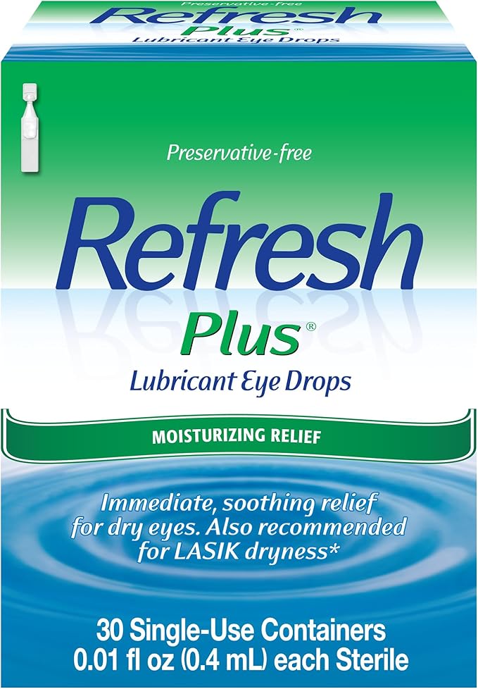 Refresh Plus Lubricant Eye Drops, Preservative Free, Single Use Containers, 30 Count