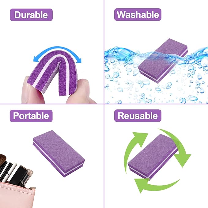 Nail Buffers (30 Pcs), Buffer Block Nail File for Acrylic and Natural Nails, 100/180 Grit Small Nail Buffer Block Bulk Buffing Nail Buff limas para unas acrilicas Professional Manicure Set Purple