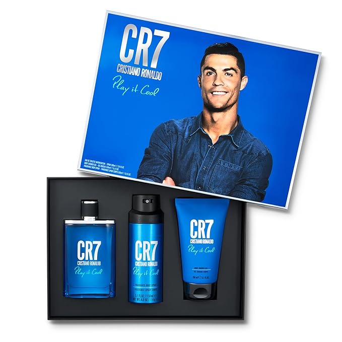 Cristiano Ronaldo Play It Cool for Men - 3 Pc Gift Set 3.4oz EDT Spray, 5.1oz Shower Gel, 4.1oz Body Spray