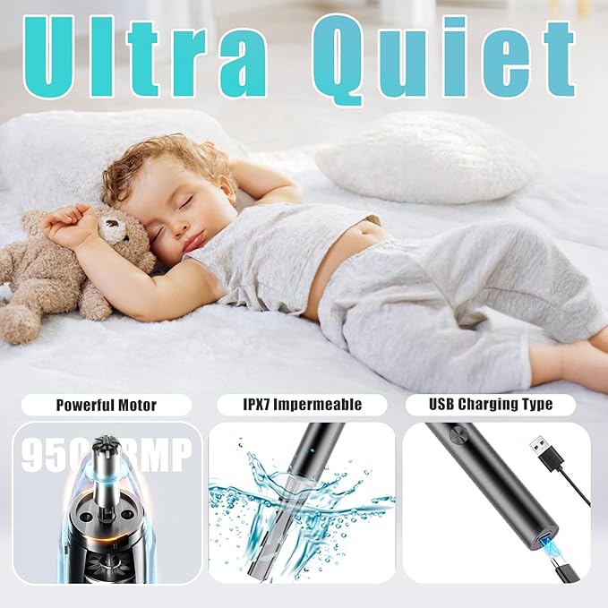 9-in-1 Precision Trimmer Kit: Eyebrow Trimmer,Electric Eyebrow Razor, Nose Trimmer, Grooming Scissors, Tweezers & Brush | All-in-One Grooming Tool