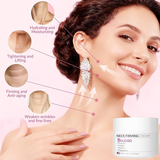 Anti-Aging Moisturizer Face Cream with Collagen, Neck Creams for Tightening and Firming - Made in USA, Day & Night Facial Skin Care Wrinkle Cream, Instant Lift Cream for Neck Face Décolleté -1.7fl. oz