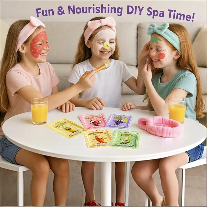 10 Pack Fruit Face Masks for Kids – Ultimate Spa Day Kit for Girls Ages 8-12, Adorable Natural Facial Masks, Party Favors & DIY Spa Kit, Creative, Fun, Nourishing Self-Care Experiences