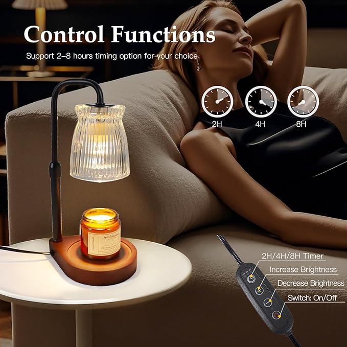 Shering Candle Warmer Lamp with Timer Dimmable, Gift Box, Gifts for Her, Birthday Gifts for Women, House Warming Gift New Home Decor, Wax Melt Warmer for Scented Jar Candles