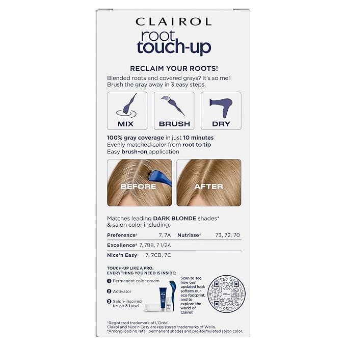 Clairol Root Touch-Up by Nice'n Easy Permanent Hair Dye, 7 Dark Blonde Hair Color, Pack of 1
